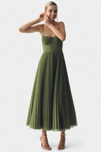Ottilie Vestido de Chiffon Plisado con Corsé Esculpido y Escote Corazón