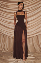 Vestido largo Tullulah - Marrón ciruela