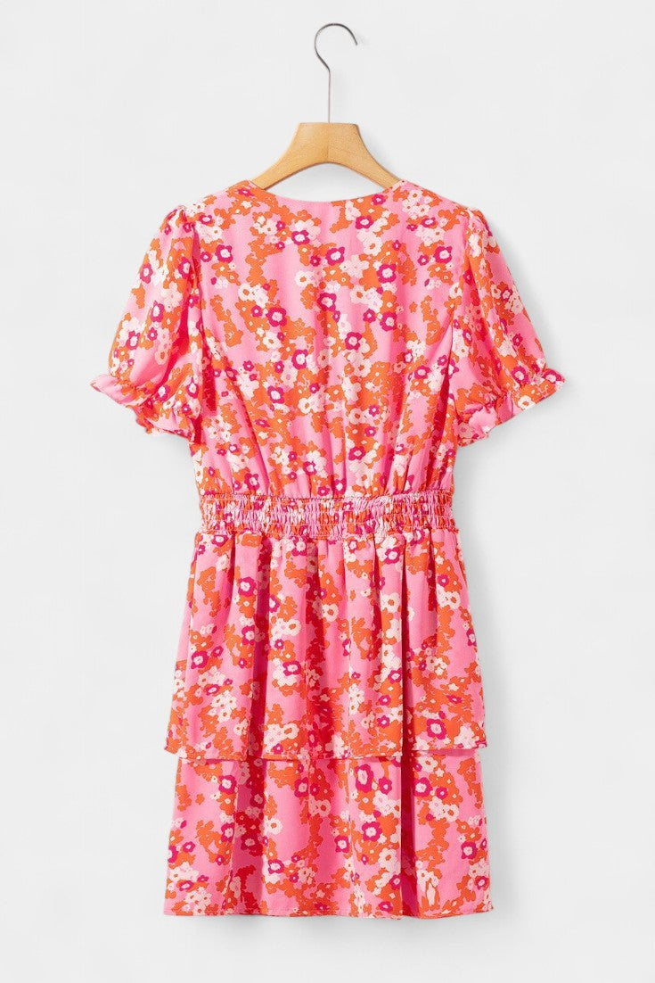 Kimberly Vestido Floral con Volantes con Escote en V