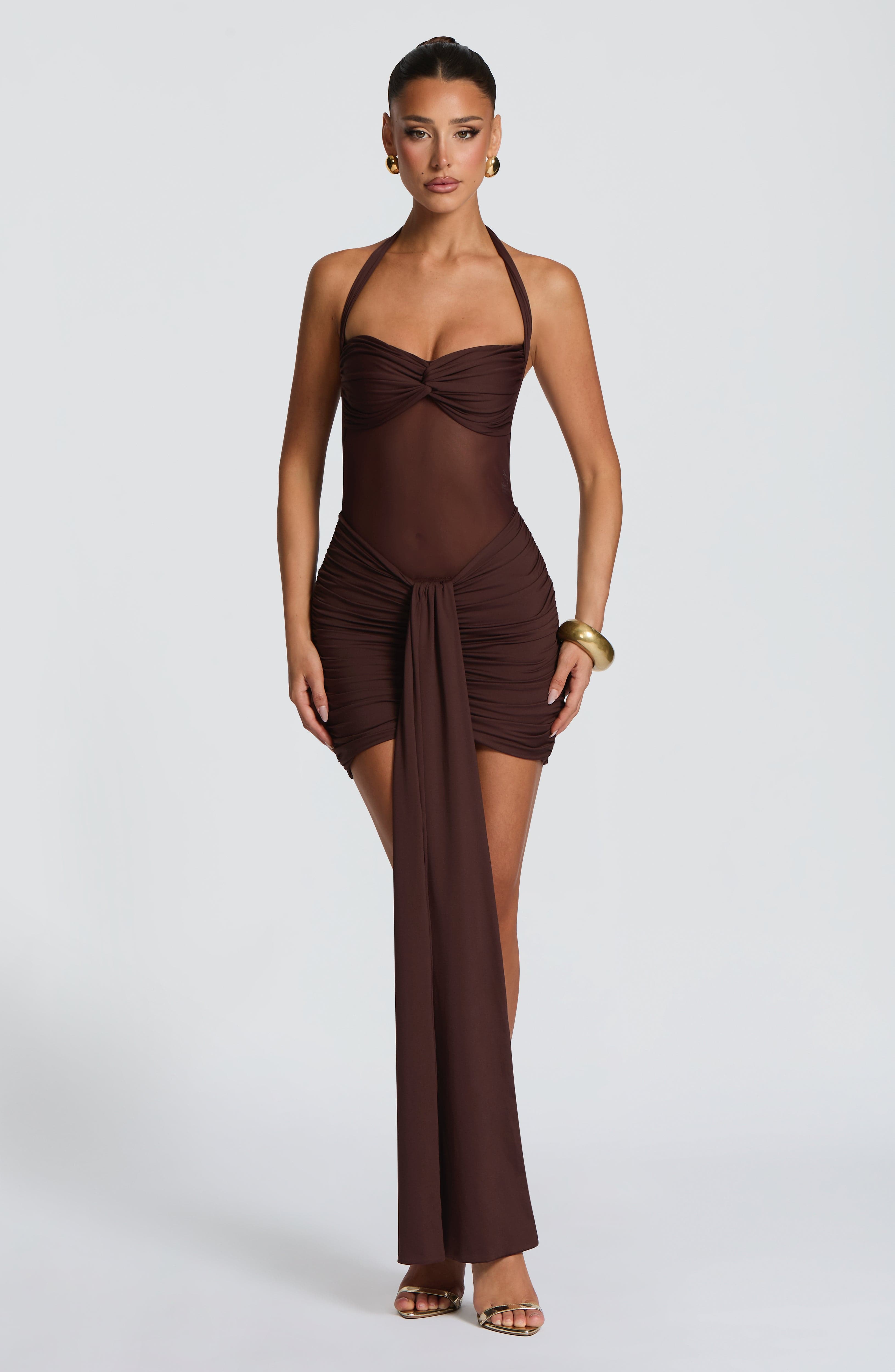Vestido mini Vixen - Marrón ciruela